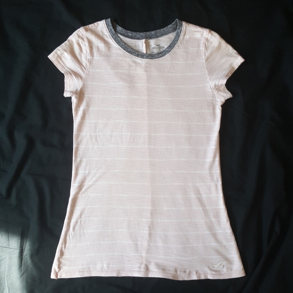 Hollister Women's, Light Pink/White Striped Tee